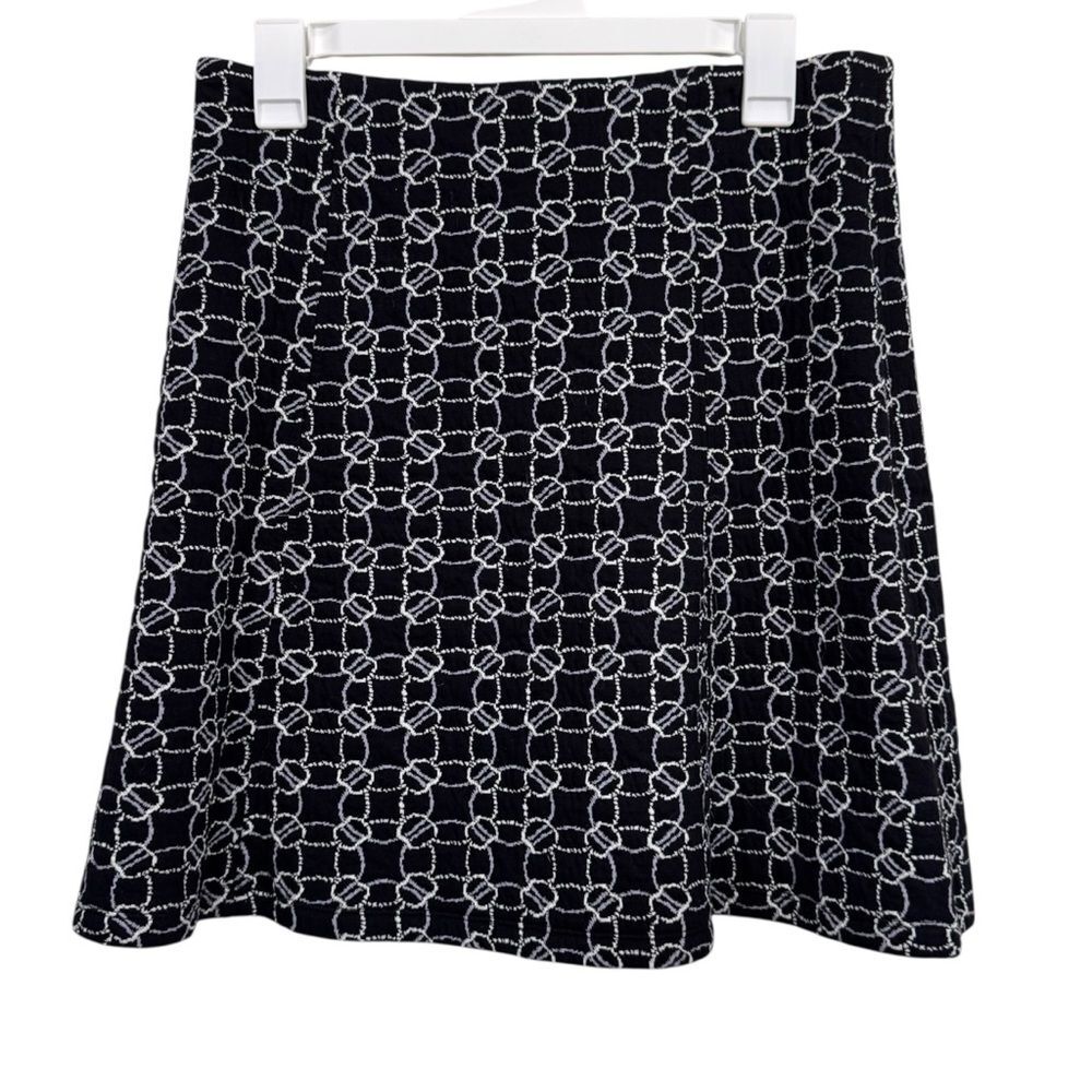 NWT Loft Cotton Blend Black Pattered Midi Skirt